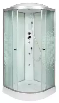 Душевая кабина «Deto» L-909 90/90 низкий поддон матовая с рисунком/белая с гидромассажем с электрикой