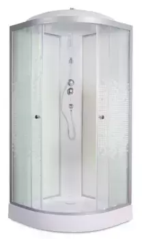 Душевая кабина «Deto» L-909 90/90 низкий поддон матовая с рисунком/белая