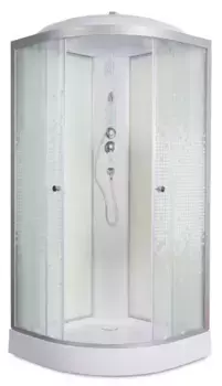 Душевая кабина «Deto» L-909 90/90 низкий поддон матовая с рисунком/белая с электрикой