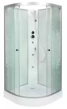 Душевая кабина «Deto» L-909N 90/90 низкий поддон матовая с рисунком/белая без крыши с гидромассажем