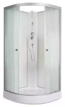 Душевая кабина «Deto» L-909N 90/90 низкий поддон матовая с рисунком/белая без крыши