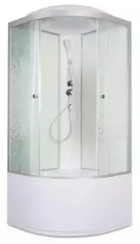 Душевая кабина «Deto» L-910 100/100 высокий поддон матовая с рисунком/белая с электрикой
