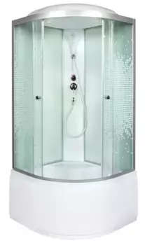 Душевая кабина «Deto» L-910 100/100 высокий поддон матовая с рисунком/белая