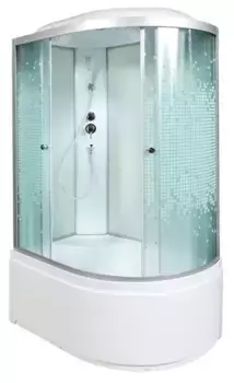 Душевая кабина «Deto» L-920 120/80 высокий поддон матовая с рисунком/белая левая