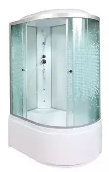Душевая кабина «Deto» L-920 120/80 высокий поддон матовая с рисунком/белая с гидромассажем левая