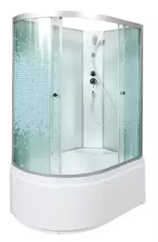Душевая кабина «Deto» L-920N 120/80 высокий поддон матовая с рисунком/белая без крыши правая