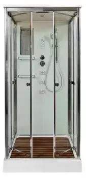 Душевая кабина «Deto» V-1015 100/100 низкий поддон прозрачная/белая с гидромассажем с электрикой