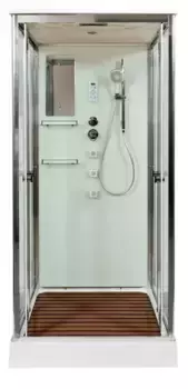 Душевая кабина «Deto» V-9015 90/90 низкий поддон прозрачная/белая с гидромассажем с электрикой