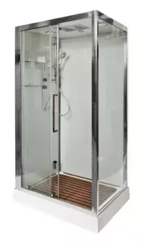 Душевая кабина «Deto» Z-120 Kerava 120/90 низкий поддон прозрачная/белая с баней с гидромассажем с электрикой универсальная