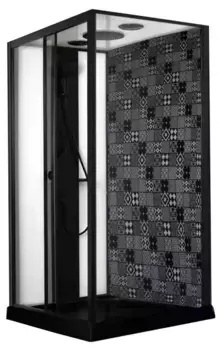 Душевая кабина «Esbano» ESB-1180CKR 110/80 низкий поддон прозрачная/чёрная с рисунком универсальная