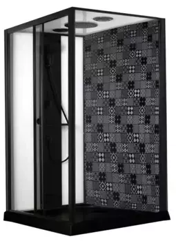 Душевая кабина «Esbano» ESB-1280CKR 120/80 низкий поддон прозрачная/чёрная с рисунком универсальная