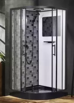 Душевая кабина «Esbano» ESB-80СR 80/80 низкий поддон прозрачная/чёрно-белая с рисунком