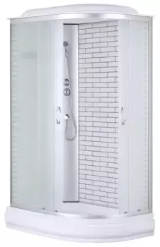 Душевая кабина «Loranto» CS-66120-20L FW 120/80 средний поддон белая с рисунком/хром левая