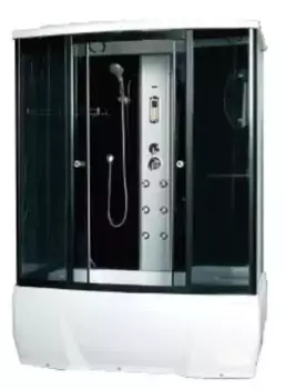 Душевая кабина «Loranto» CS 77-3 A 150/85 высокий поддон тонированная/чёрная с гидромассажем с электрикой