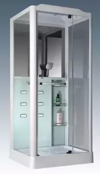 Душевая кабина «Loranto» Selak CS 126 100/90 низкий поддон прозрачная/белая с гидромассажем с электрикой правая