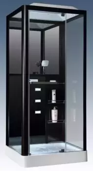 Душевая кабина «Loranto» Selak CS 126-3A 100/90 низкий поддон прозрачная/чёрная с гидромассажем с электрикой левая