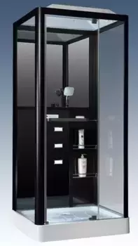 Душевая кабина «Loranto» Selak CS 126-3A 100/90 низкий поддон прозрачная/чёрная с гидромассажем с электрикой правая