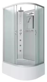 Душевая кабина «Niagara» NG-2310-14LBKTG 120/80 высокий поддон матовая/белая без крыши с гидромассажем левая