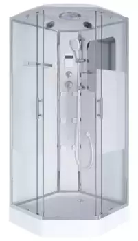 Душевая кабина «Niagara» NG-306-01 90/90 низкий поддон прозрачная с матовой полосой/белая с гидромассажем с электрикой