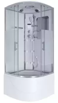 Душевая кабина «Niagara» NG-309-01 100/100 высокий поддон прозрачная с матовой полосой/белая с гидромассажем с электрикой