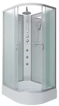 Душевая кабина «Niagara» NG-33084-14LBKTG 100/80 средний поддон матовая/белая без крыши с гидромассажем левая