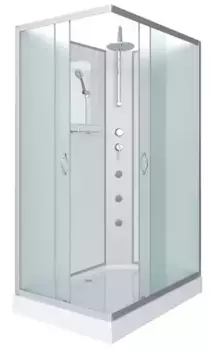 Душевая кабина «Niagara» NG-43085-14QBKTG 100/80 низкий поддон матовая/белая без крыши с гидромассажем