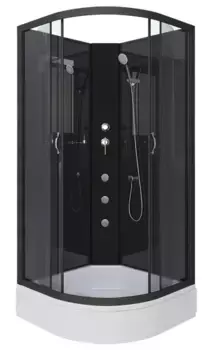 Душевая кабина «Niagara» NG-6501-14BKG 90/90 средний поддон тонированная/чёрная без крыши с гидромассажем