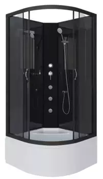 Душевая кабина «Niagara» NG-6508-14BKG 90/90 высокий поддон тонированная/чёрная без крыши с гидромассажем
