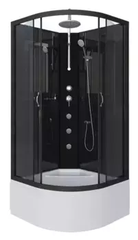 Душевая кабина «Niagara» NG-6508-14BKTG 90/90 высокий поддон тонированная/чёрная без крыши с гидромассажем