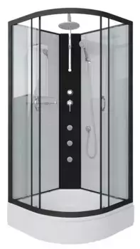 Душевая кабина «Niagara» NG-6703-14BKTG 80/80 средний поддон прозрачная/белая без крыши с гидромассажем