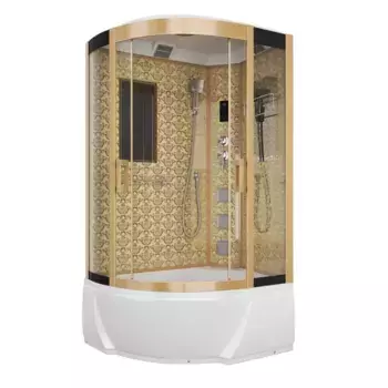 Душевая кабина «Niagara» NG-7712GR (04) 120/80 высокий поддон прозрачная/золото с рисунком с гидромассажем с электрикой правая