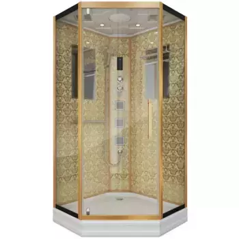 Душевая кабина «Niagara» NG-7717G (04) 100/100 низкий поддон прозрачная/золото с рисунком с гидромассажем с электрикой