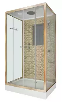 Душевая кабина «Niagara» NG-7772QG 120/90 низкий поддон прозрачная/золото