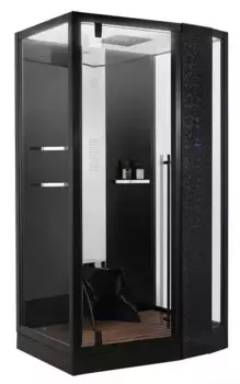 Душевая кабина «Orans» SR-89105RS 120/90 низкий поддон прозрачная/чёрная с баней с гидромассажем с электрикой правая