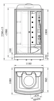 Душевая кабина «Radomir» Диана 1 118/108 средний поддон прозрачная/белая