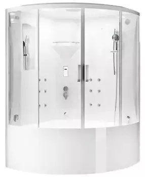 Душевая кабина «SSWW» WU110 138/138 высокий поддон прозрачная/белая с гидромассажем с электрикой