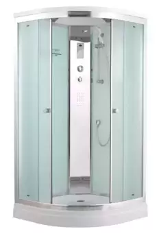 Душевая кабина «Timo» Comfort T-8801 100/100 низкий поддон Fabric Glass/белая с гидромассажем и электрикой