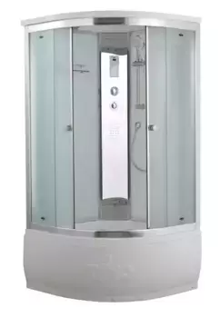 Душевая кабина «Timo» Comfort T-8890 90/90 высокий поддон Fabric Glass/белая с гидромассажем и электрикой