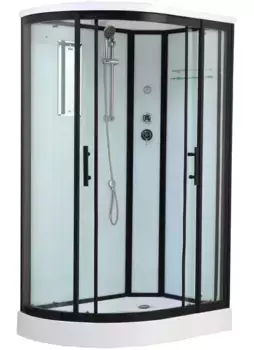 Душевая кабина «Timo» Standart T-6602 120/85 низкий поддон прозрачная/белая с чёрным профилем с электрикой правая