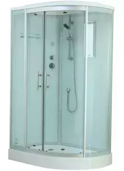 Душевая кабина «Timo» Standart T-6602 120/85 низкий поддон прозрачная/белая с серебристым профилем с электрикой левая