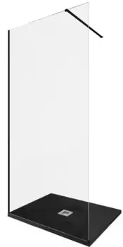 Душевая перегородка «Allen Brau» Infinity 1 Walk in 100/200 прозрачная/чёрная брашированная универсальная