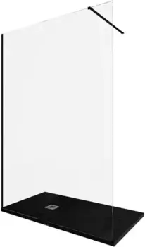 Душевая перегородка «Allen Brau» Infinity 1 Walk in 140/200 прозрачная/чёрная брашированная универсальная