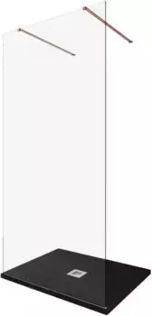 Душевая перегородка «Allen Brau» Infinity 2 100/200 прозрачная/медь брашированная свободностоящая универсальная