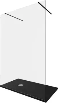 Душевая перегородка «Allen Brau» Infinity 2 140/200 прозрачная/чёрная брашированная свободностоящая универсальная
