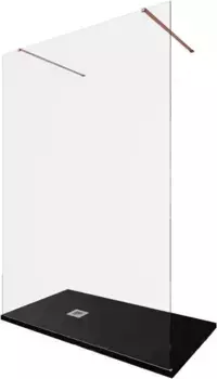 Душевая перегородка «Allen Brau» Infinity 2 140/200 прозрачная/медь брашированная свободностоящая универсальная