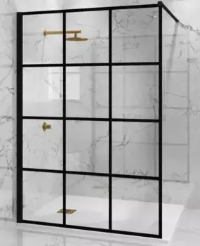 Душевая перегородка «Paini» WalkIN110G 110/195 прозрачная/чёрная универсальная