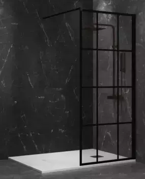 Душевая перегородка «Paini» WalkIN80G 80/195 прозрачная/чёрная универсальная