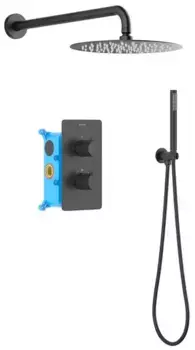 Душевая система «Акватек» Европа AQ1376MB с термостатом чёрная матовая