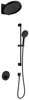 Душевая система «AQUAme» AQM8403MB с термостатом чёрная матовая