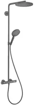 Душевая система «Hansgrohe» Raindance Select S Showerpipe 240 1jet PowderRain 27633340 с термостатом шлифованный чёрный хром